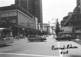 Burrard [Street] and Robson [Street looking] east