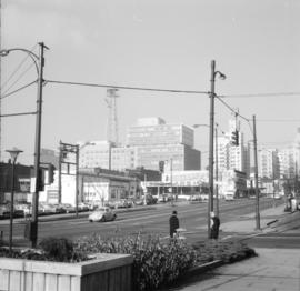 Looking West on Georgia St. at Hamilton St ; B.C. Telephone Bldg [building], Vancouver Block