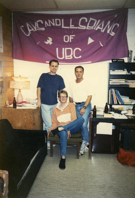 Robb York, [Craig Youngberg] (Pres. Centre), Marc Keister [Gays and Lesbians of UBC]