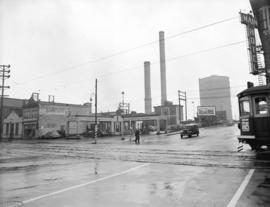 B.C. Electric [street car at corner of Georgia Street and Main Street]