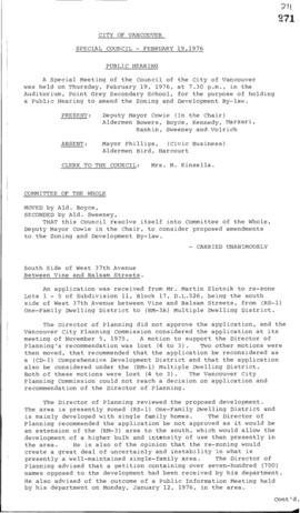 Special Council Meeting Minutes : Feb. 19, 1976