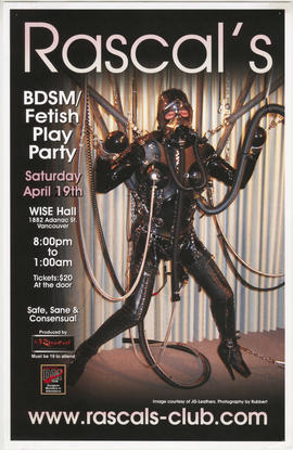 Rascal's BDSM/fetish play party : Saturday, April 19th : Wise Hall