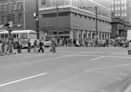 Crosswalk outside Royal Bank at Granville Street and Robson Street