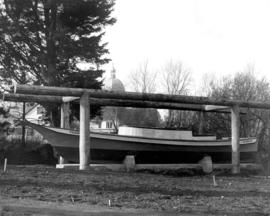 [Cedar dugout canoe "Tilikum" on display at Totem Park]