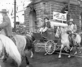 [A chuck wagon from Williams Lake at the corner of Granville Street and Hastings Street in the Gr...