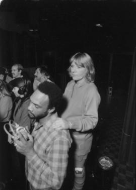 Man and woman in recording studio at Griffiths Gibson Productions