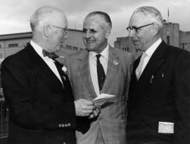 P.N.E. President J.S.C. Moffitt, Washington Secretary of State E. Coe, and Bellingham Mayor S. Hj...