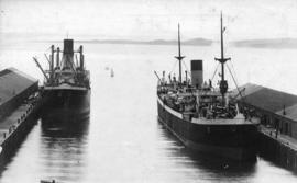 [Blue Funnel Liners at outer wharf]