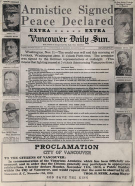 [Vancouver Daily Sun front page November 11, 1918]