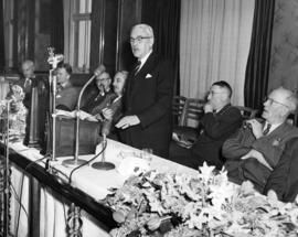 [Civic Luncheon on opening of Granville Street Bridge, with W.G. Mackenzie speaking.]