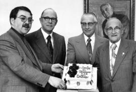 Incorporation day, 1974, group photo with birthday cake