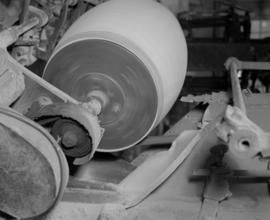 View of machine sanding barrel