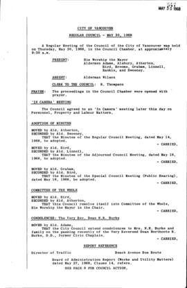 Council Meeting Minutes : May 30 & 31, 1968