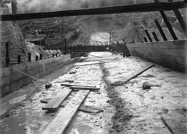 [Planks and other debris in partially excavated area for Buntzen Lake Power Plant number one]