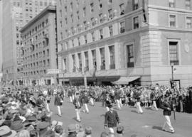 Canadian Pacific Exhibition parade [marching band, Georgia Street]