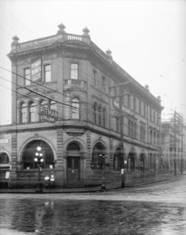 [Building at corner of Richards and Hastings Streets, housing the Bank of British Columbia and Pi...