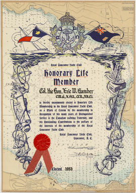 Certificate: Royal Vancouver Yacht Club