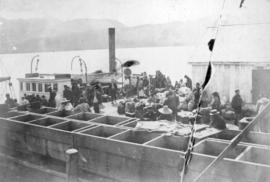 [S.S. "Boscowitz" at Rivers Inlet, loading First Nations people returning home at close...
