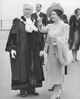 [His Worship J. Lyle Telford and Queen Elizabeth]