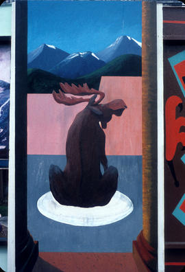 Murals on boarding around the Vancouver Art Gallery building and site