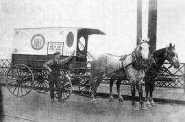 [A horse-drawn Hudson Bay Company delivery wagon]