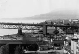 Burrard Street Bridge, north end, looking west along Beach Avenue