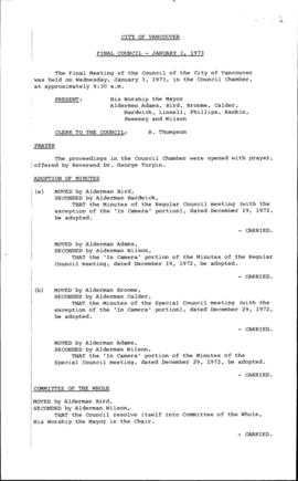 Council Meeting Minutes : Jan. 3, 1973