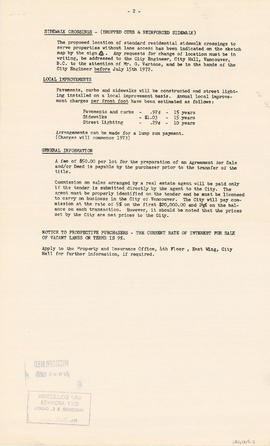 City of Vancouver : residential lots, Area B, Champlain Heights : page 2