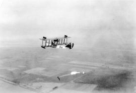 [Parachuting from a Curtiss Flying Boat over Lulu Island]