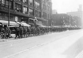 [The funeral procession of Major General R.G. Edwards Leckie on Granville Street]