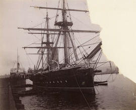 [British warship at dock in Vancouver]