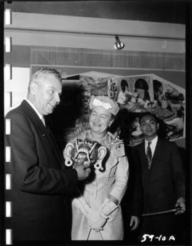 Canadian Prime Minister J.G. Diefenbaker and wife, Olive Diefenbaker, at P.N.E. "Salute to t...