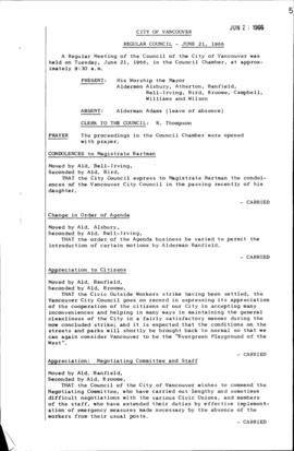 Council Meeting Minutes : June 21, 1966