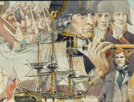 Close up of Maritime Museum Mural by Frank Lewis