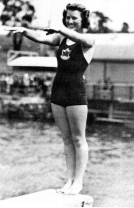 Lynda Adams on diving board