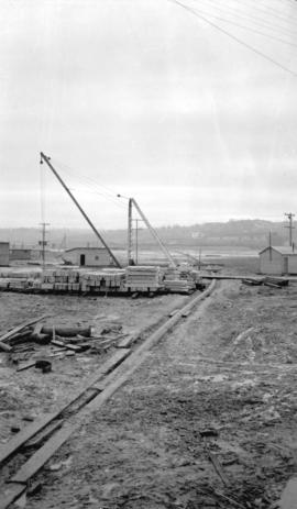 [Canadian Northern Railway terminal construction at] False Creek