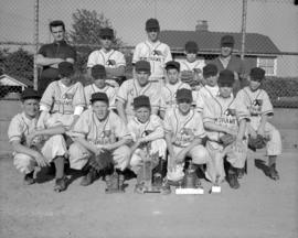 [Baseball team wearing "Mohawk" shirts]