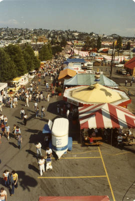 View of tents and concession stands from gondola