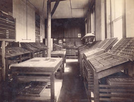 [Composing room of The Telegram Newspaper at 321 Cambie Street]