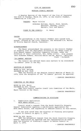 Council Meeting Minutes : Mar. 20, 1979