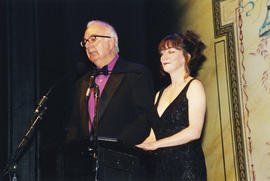 Bernard Cuffling and Leslie Jones presenting the Large Theatre Award for Outstanding Performance ...