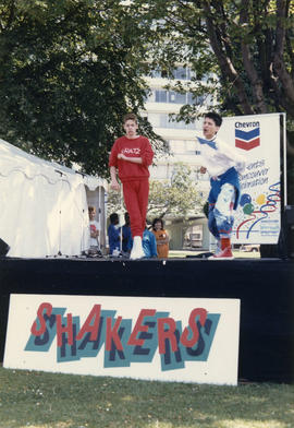 Two teenage boys performing on Chevron Stage