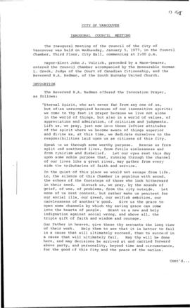 Inaugural Council Meeting Minutes : Jan. 5, 1977