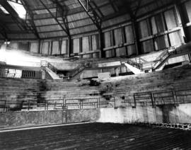 Construction of inside of Pacific Coliseum building envelope