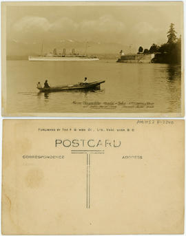 Marine transportation - primitive and modern : R.M.S. Empress of Russia and Indian dug-out canoe ...