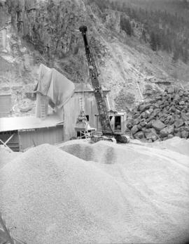 [Crane on gravel pile at] Hell's Gate