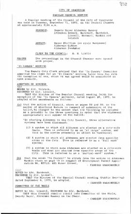 Council Meeting Minutes : Sept. 11, 1973