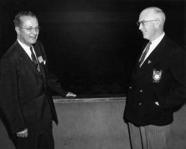 Pacific Northwest Trade Association member D.B. Charlton and P.N.E. President J.S.C. Moffitt in P...