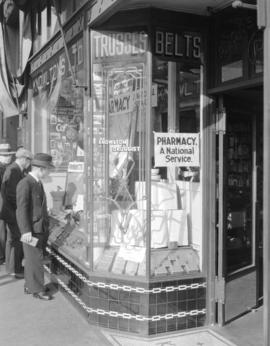 Knowlton's Drug Store Window Display [at 15 East Hastings Street]