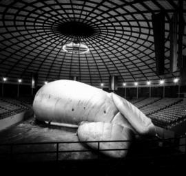 Barrage balloon being inflated in Agrodome